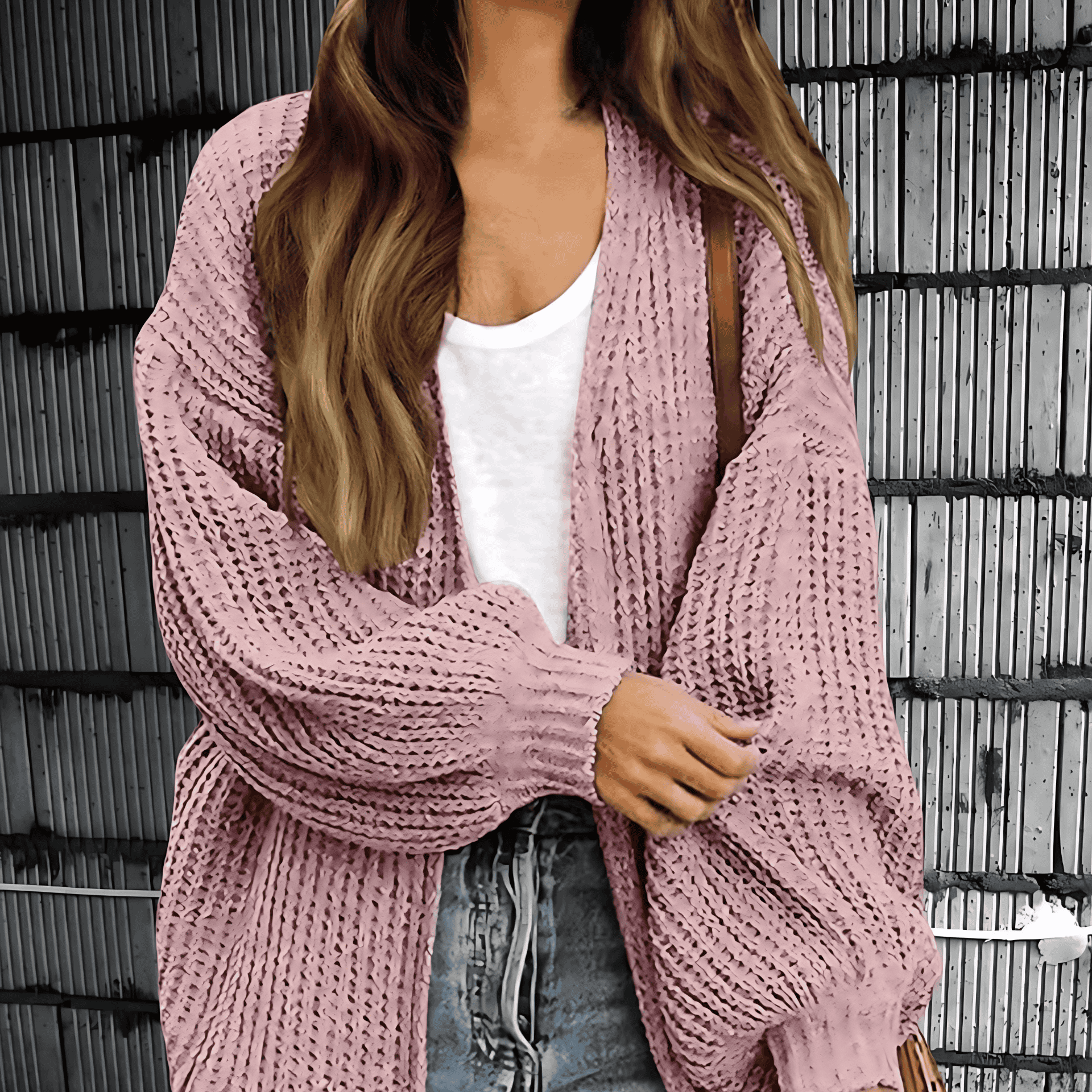 Rosgrove | Women - Chunky Knit Open Front Cardigan - Oversized Style