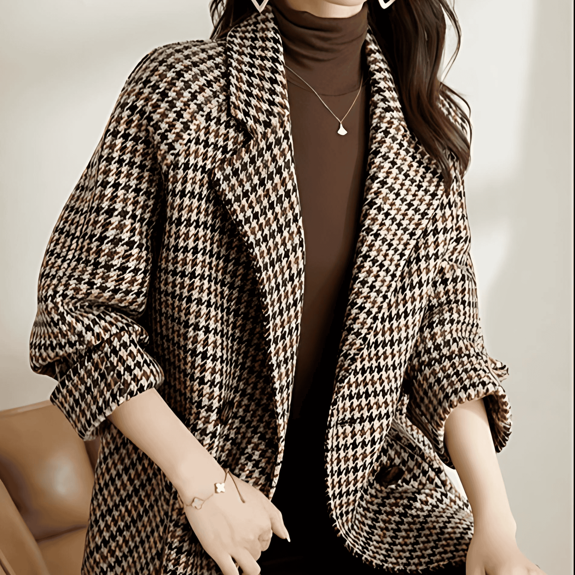 Rosgrove | Women - Classic Long Checkered Blazer - Autumn Style
