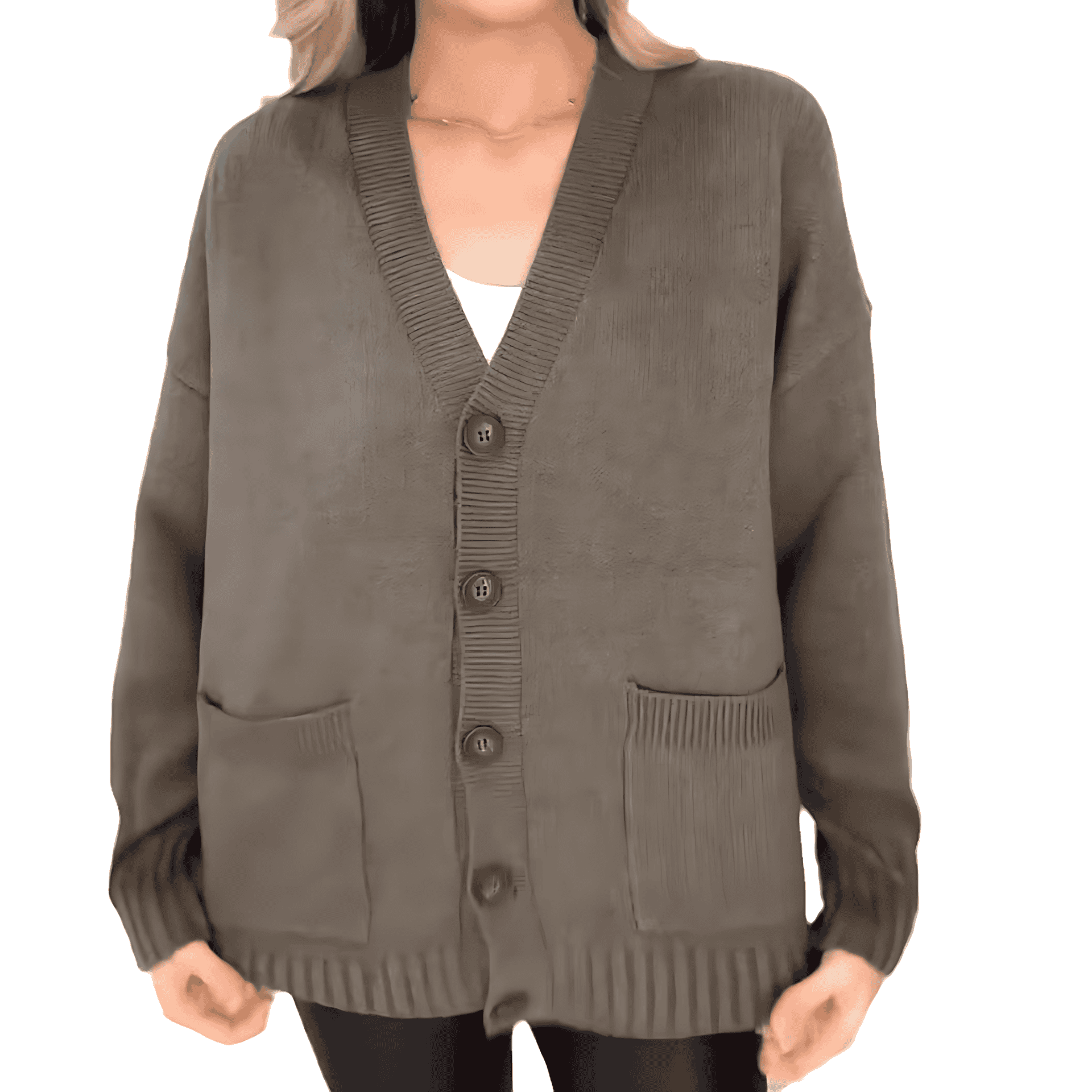 Rosgrove | Women - Cosy Cardigan -  Modern Buttons Design