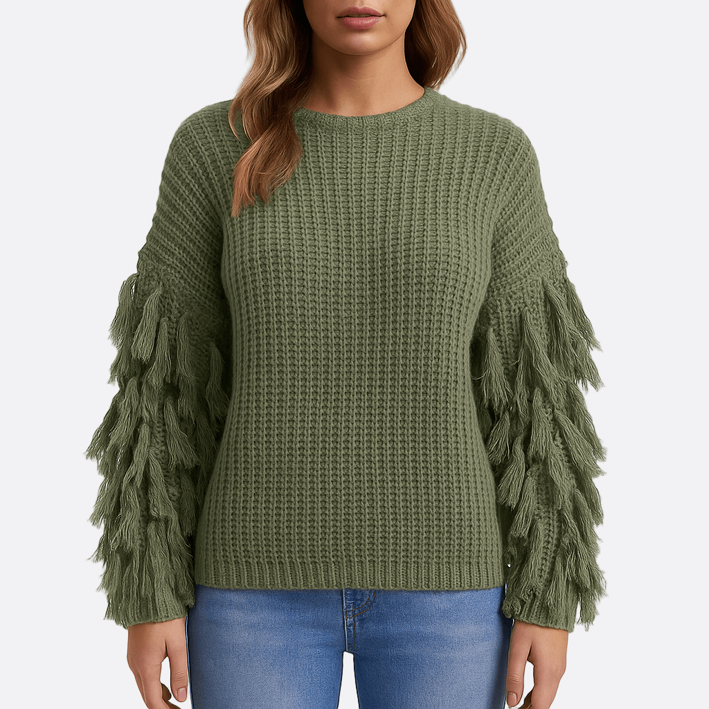 Rosgrove | Women - Cosy Knitted Jumper - Fringed Sleeves