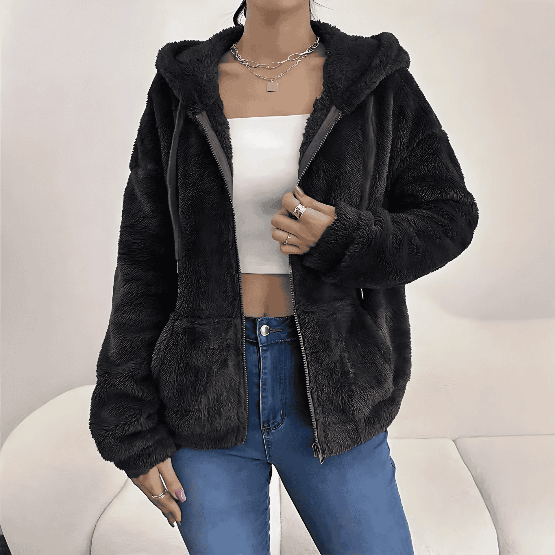 Rosgrove | Women - Cozy Fleece Jacket with Hood & Pockets