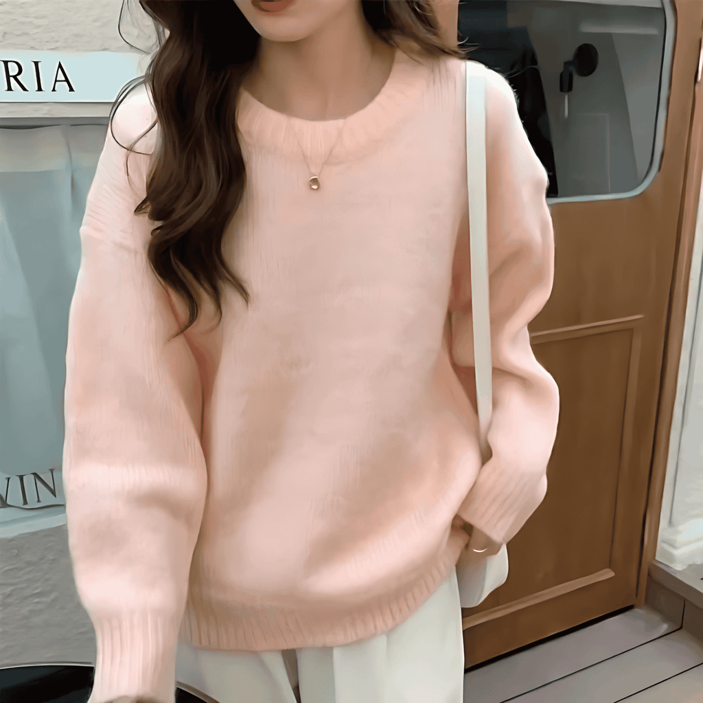 Rosgrove | Women - Cozy Oversized Knit Jumper - Round Neck