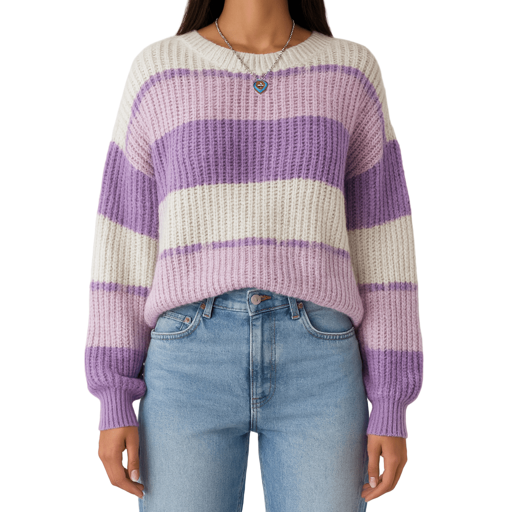 Rosgrove | Women - Crewneck Knit Jumper - Striped Design