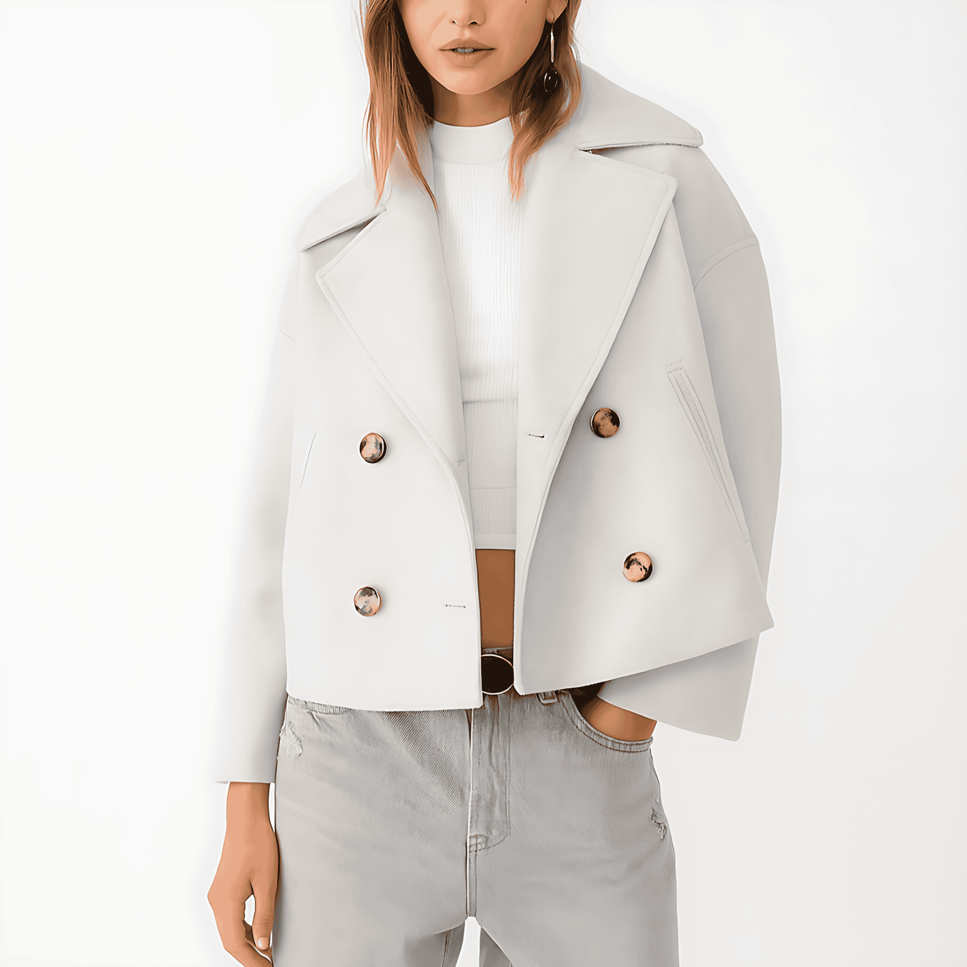 Rosgrove | Women - Cropped Fit Short Coat - Wide Lapels