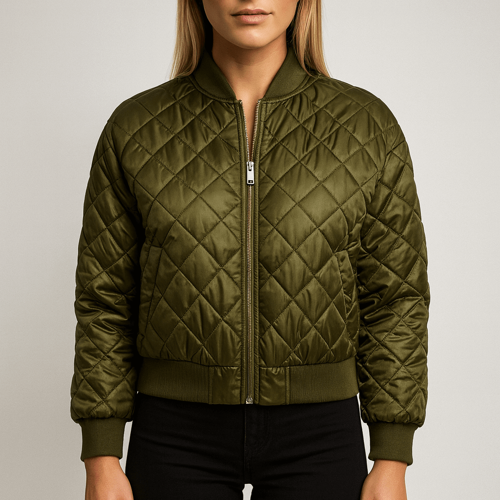 Rosgrove | Women - Cropped Quilted Bomber Jacket - Stylish & Cozy