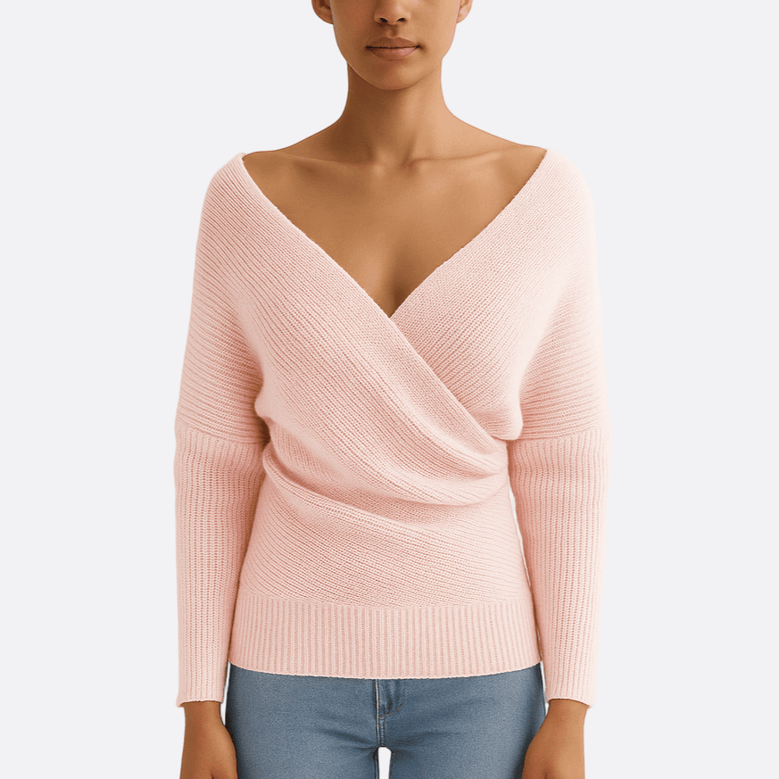 Rosgrove | Women - Elegant Casual Knitted Jumper with Deep Neckline