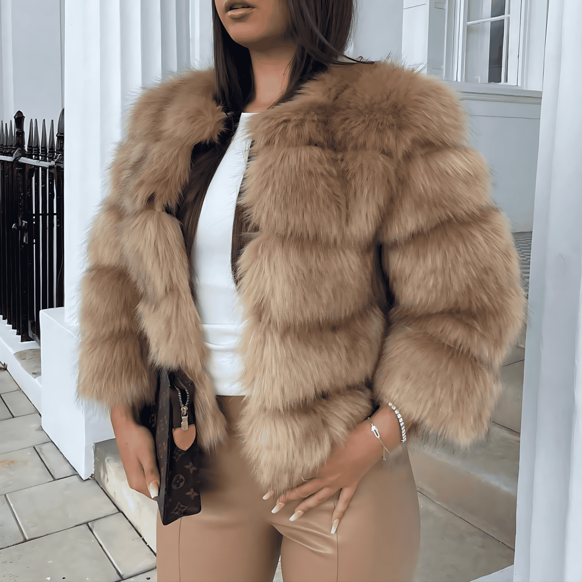 Rosgrove | Women - Elegant Faux Fur Jacket - Corftable Fit