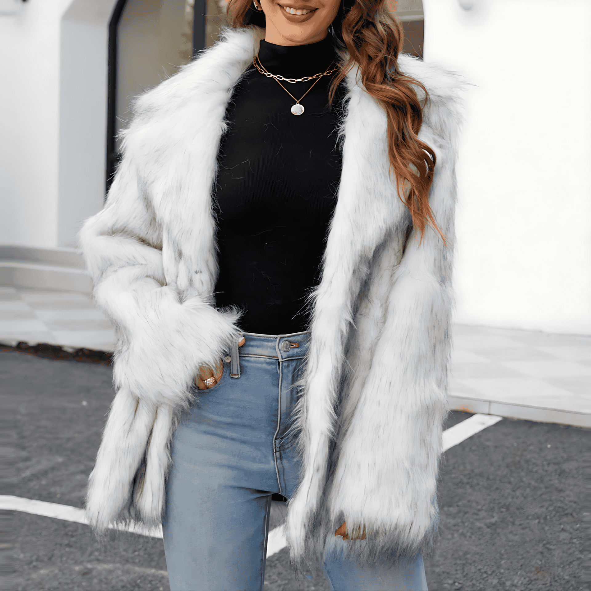 Rosgrove | Women - Elegant Faux Fur Jacket - Soft Collar