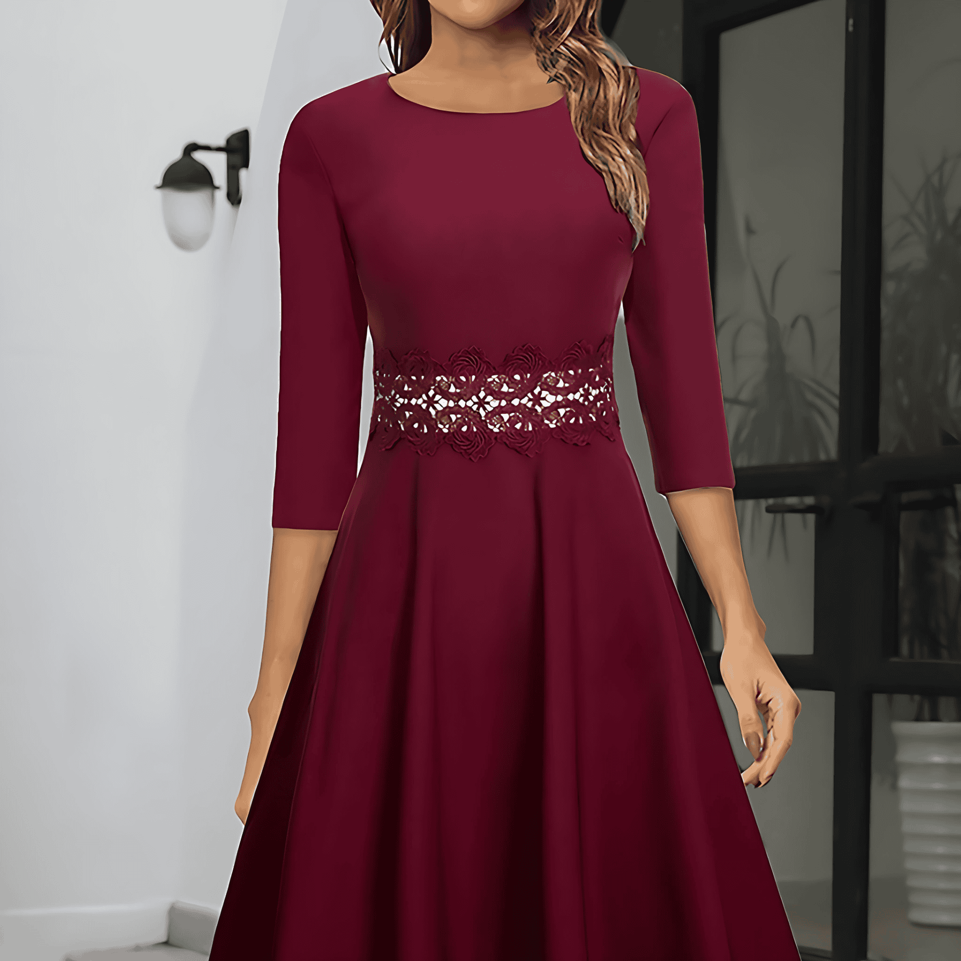 Rosgrove | Women - Elegant Midi Evening Dress - Stylish Design