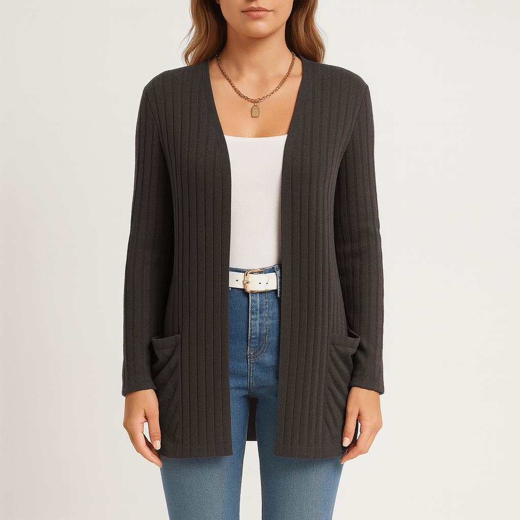 Rosgrove | Women - Elegant Ribbed Cardigan with Pockets