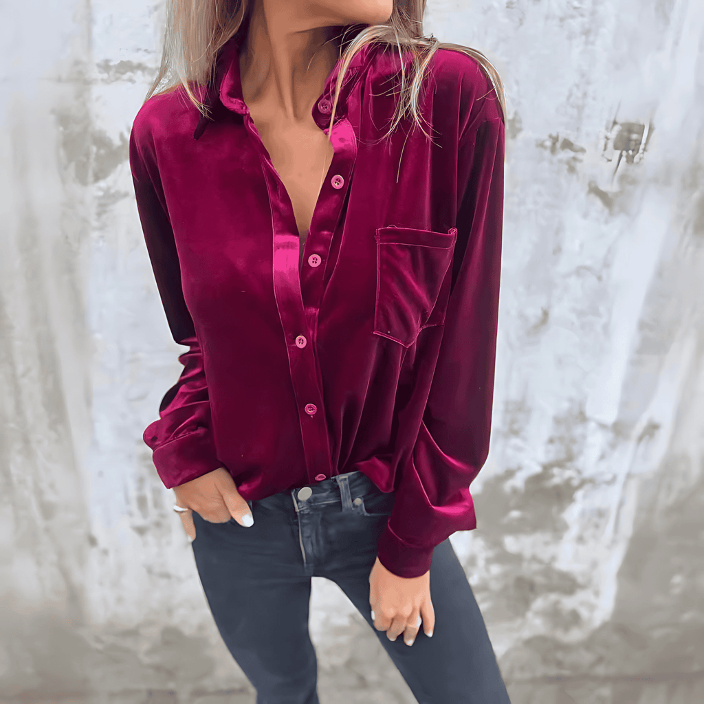 Rosgrove | Women - Elegant Velvet Blouse - Shiny Style