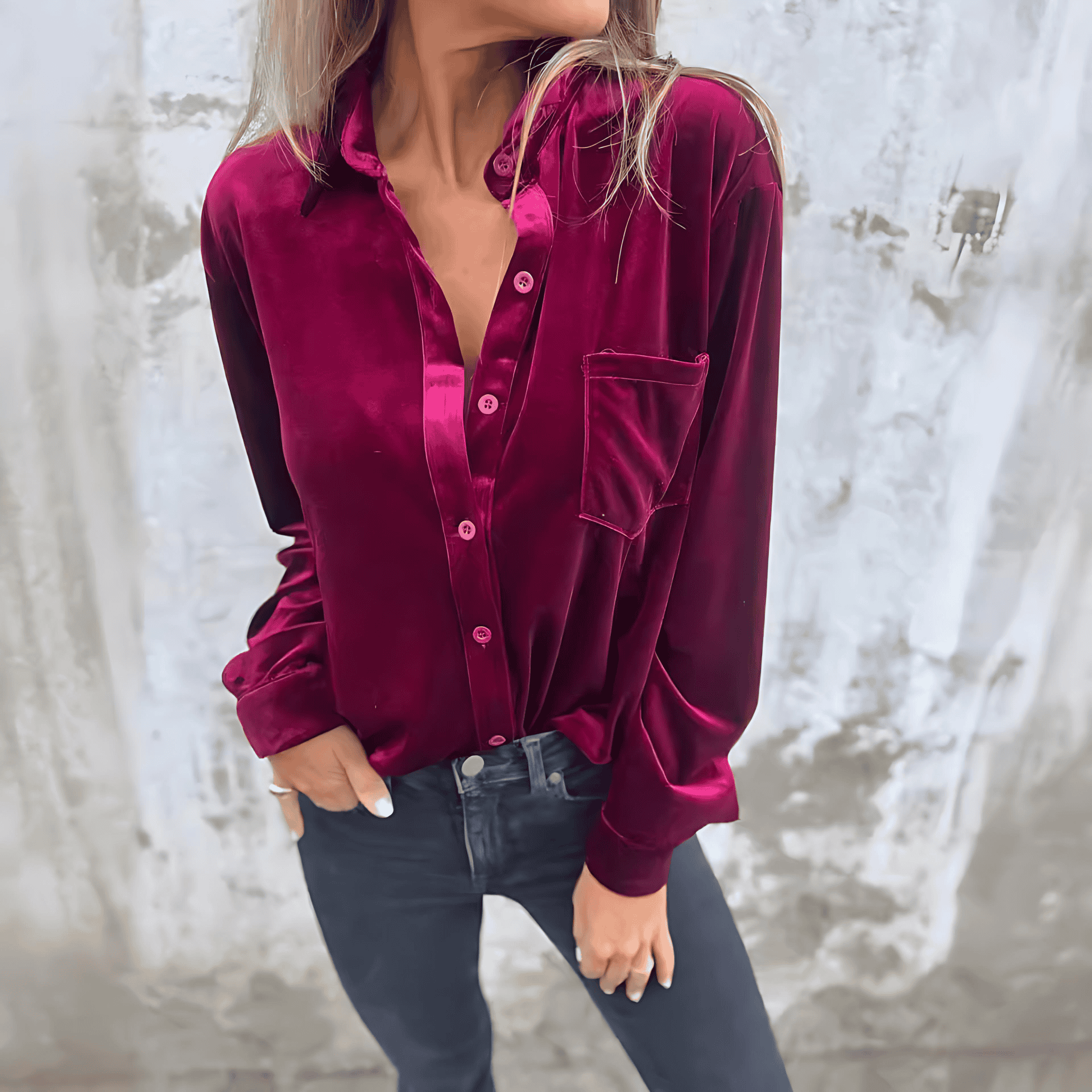 Rosgrove | Women - Elegant Velvet Blouse - Shiny Style