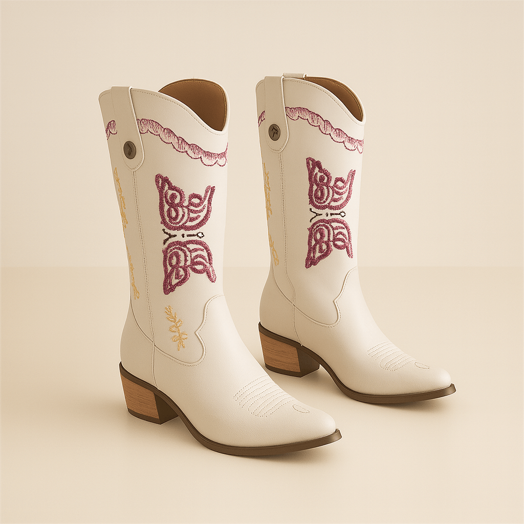 Rosgrove | Women - Embroidered Leather Western Boots - Mid-Calf