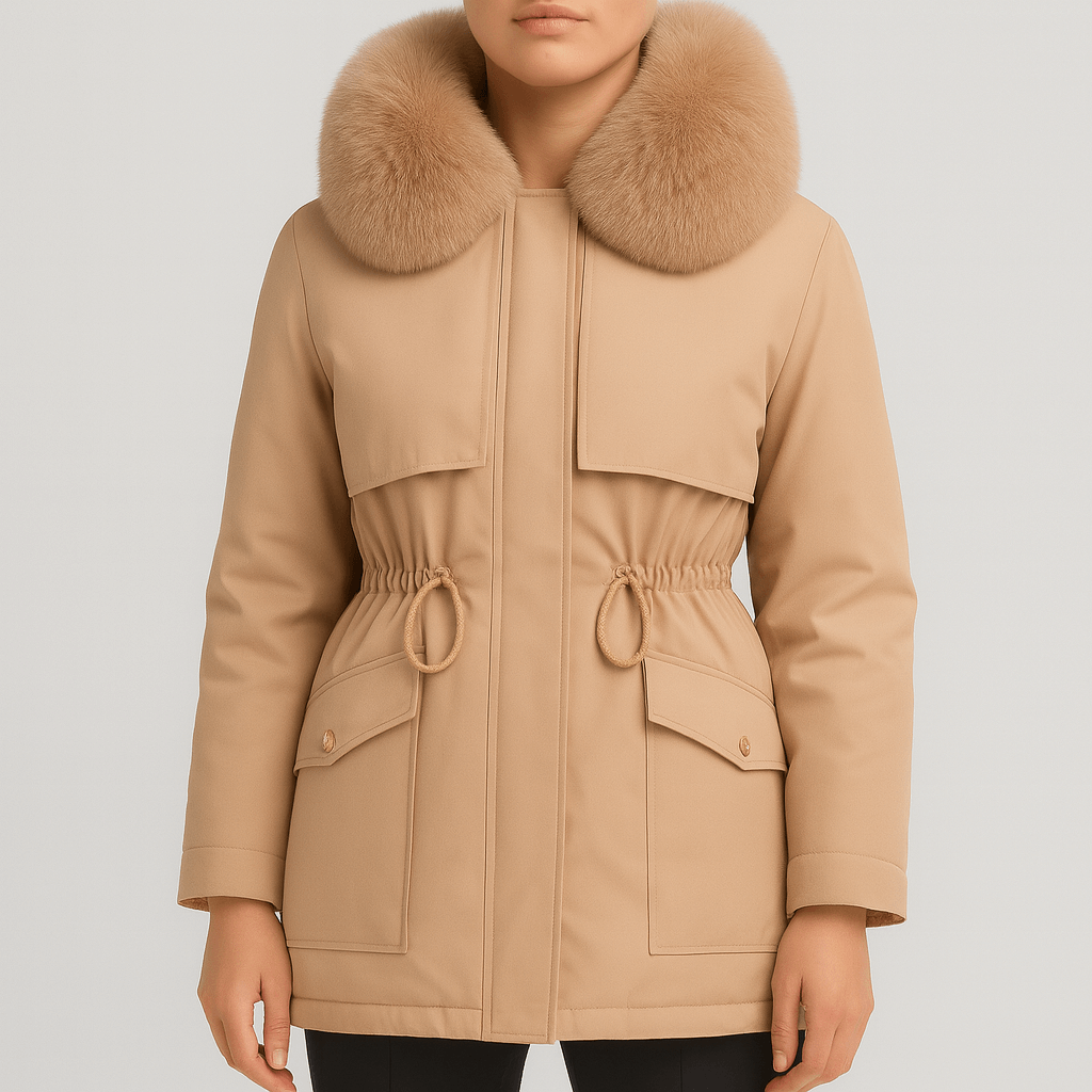 Rosgrove | Women - Faux Fur Collar Hip-Length Coat - Zip Closure