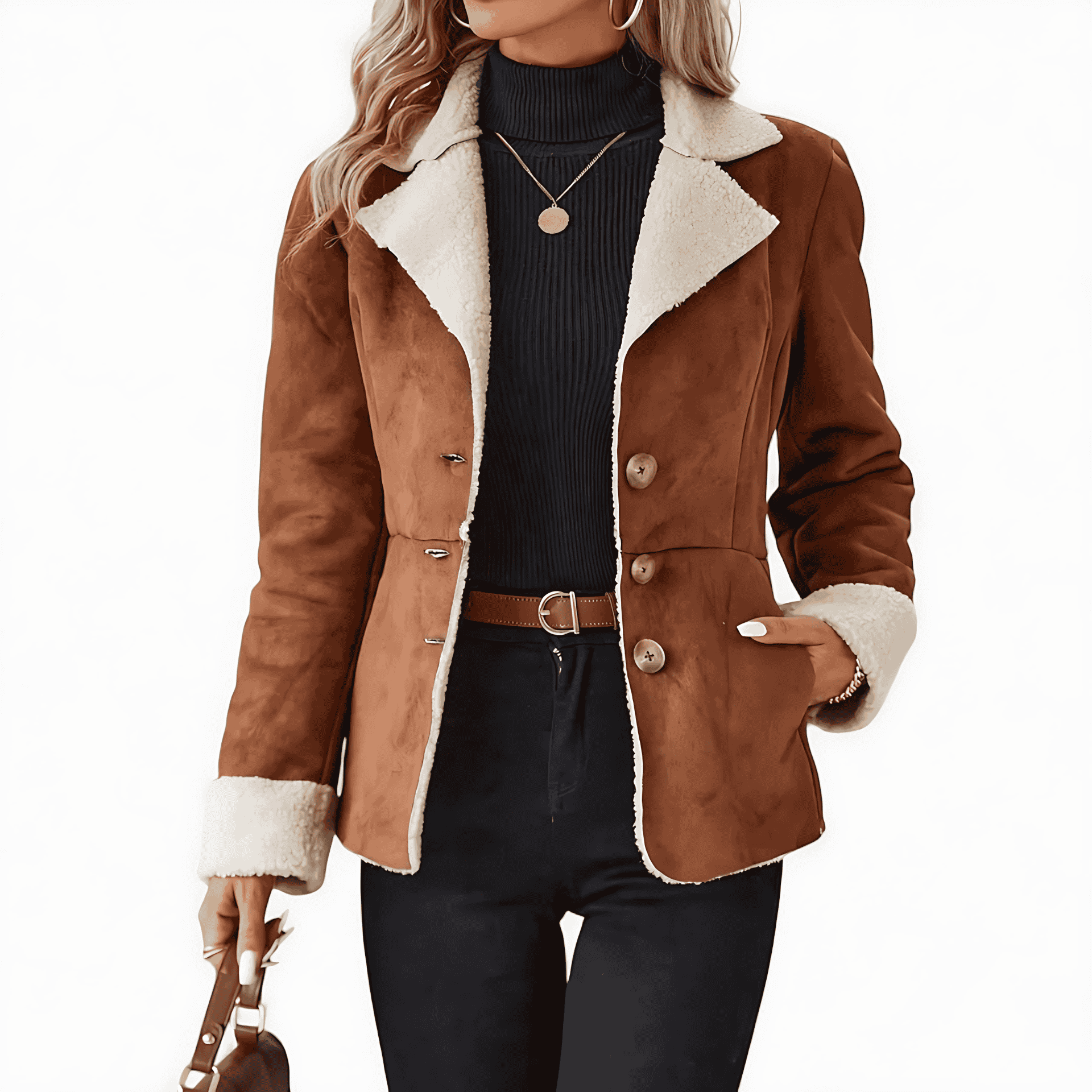 Rosgrove | Women - Faux Fur Jacket with Button Front Style