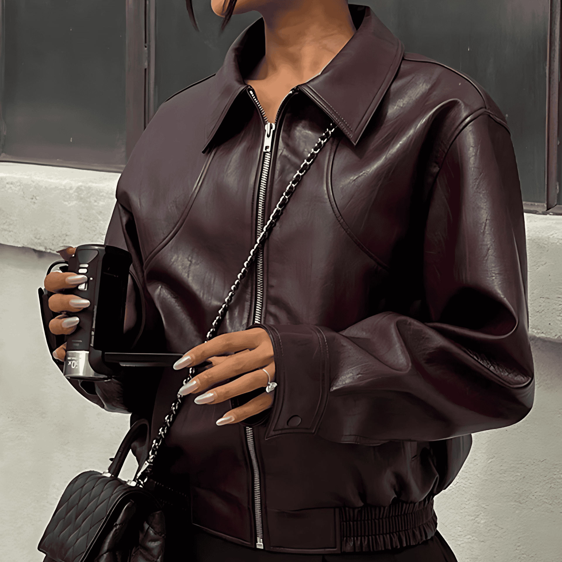 Rosgrove | Women - Faux Leather Jacket - Biker Style