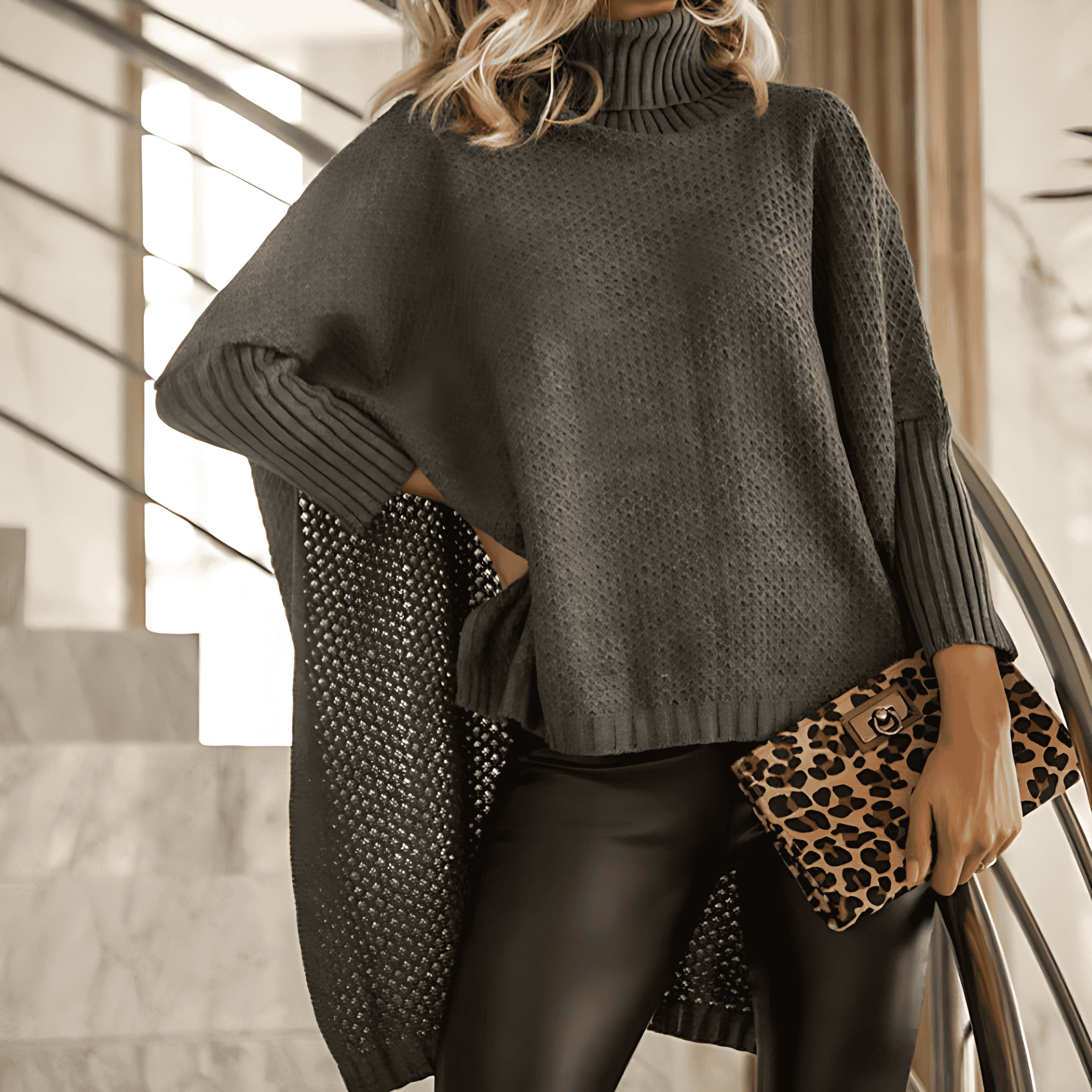 Rosgrove | Women - High-Neck Knitted Jumper with Mesh Detail