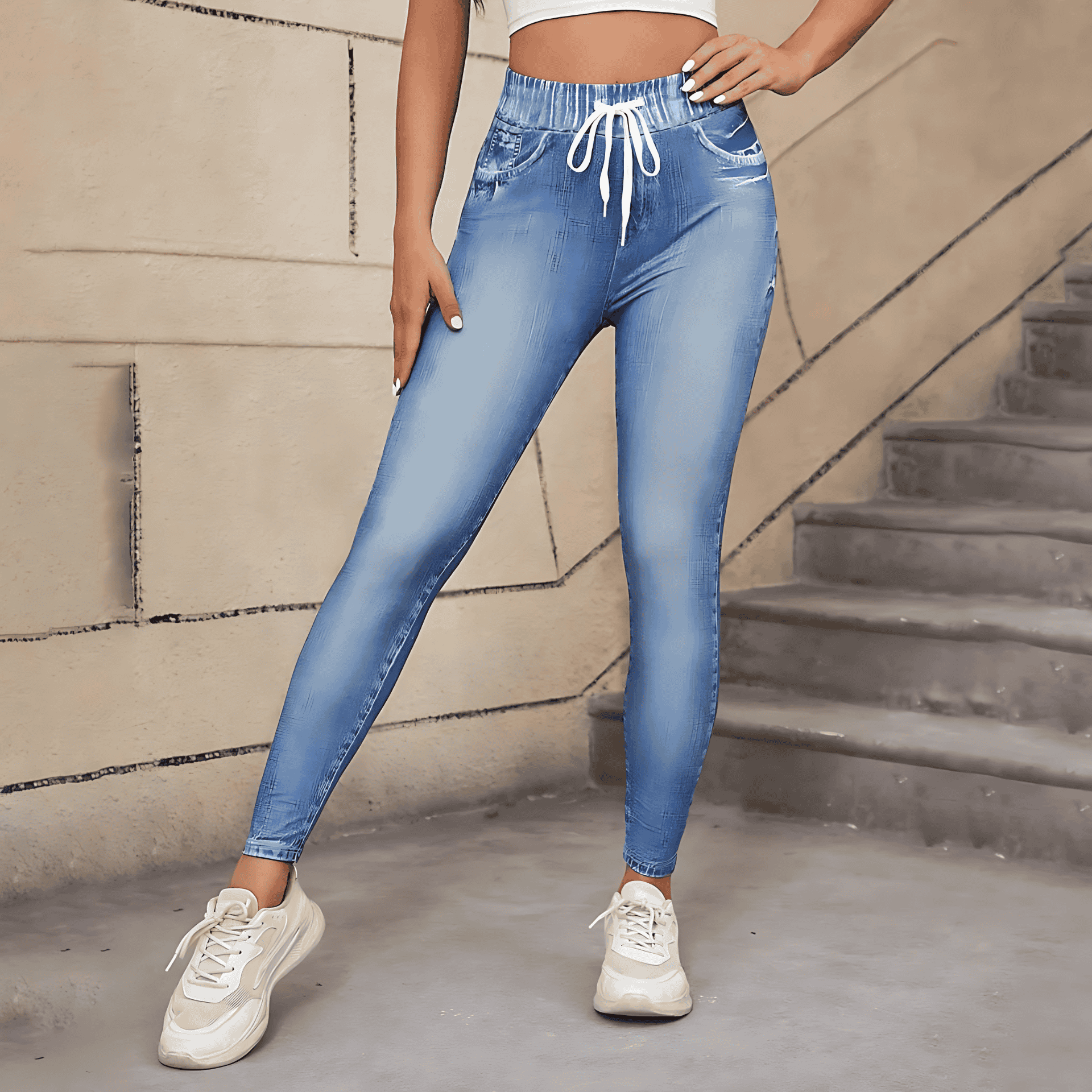 Rosgrove | Women - High-Waisted Jeggings - Comfortable Drawstring