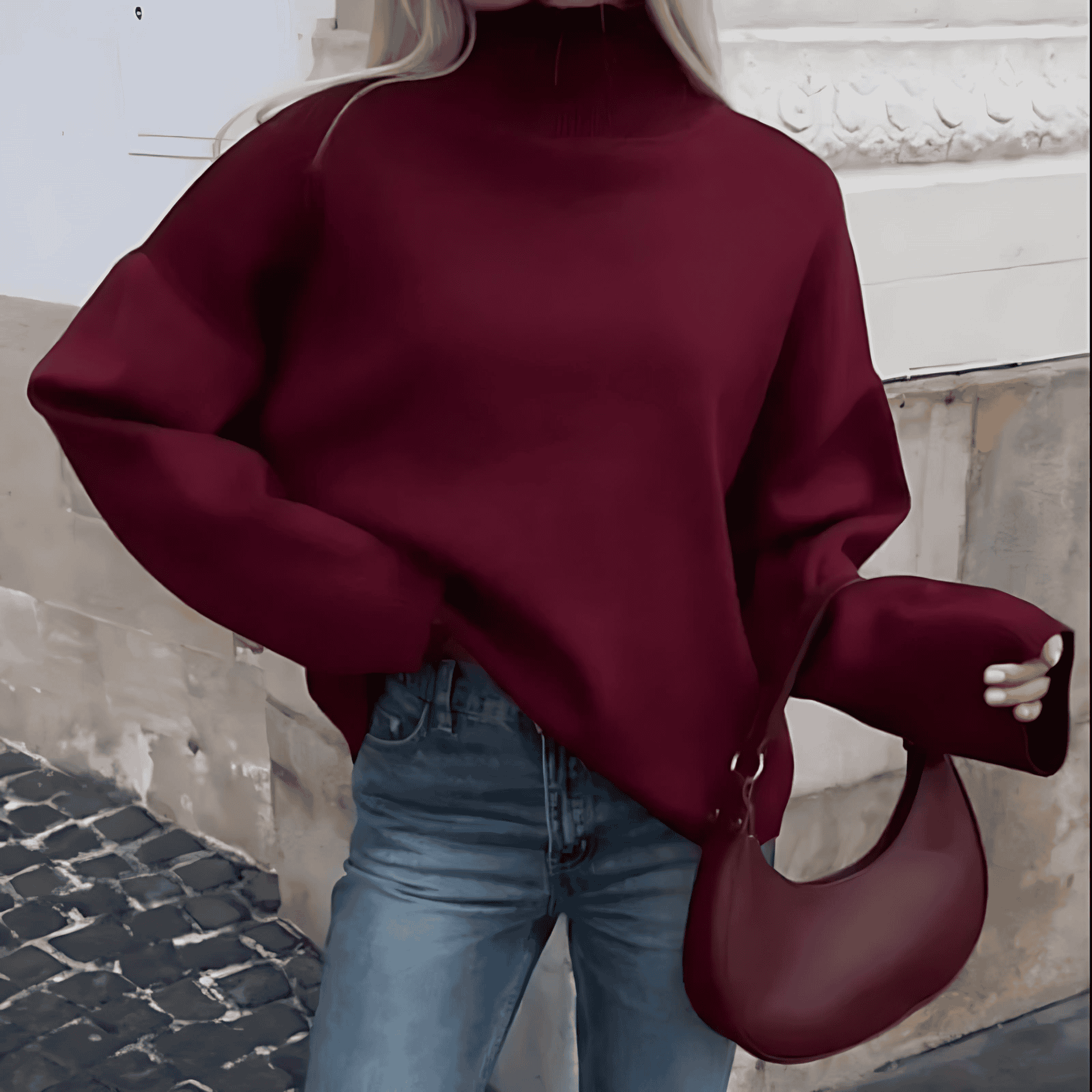 Rosgrove | Women - High Collar Oversized Jumper - Cosy Style