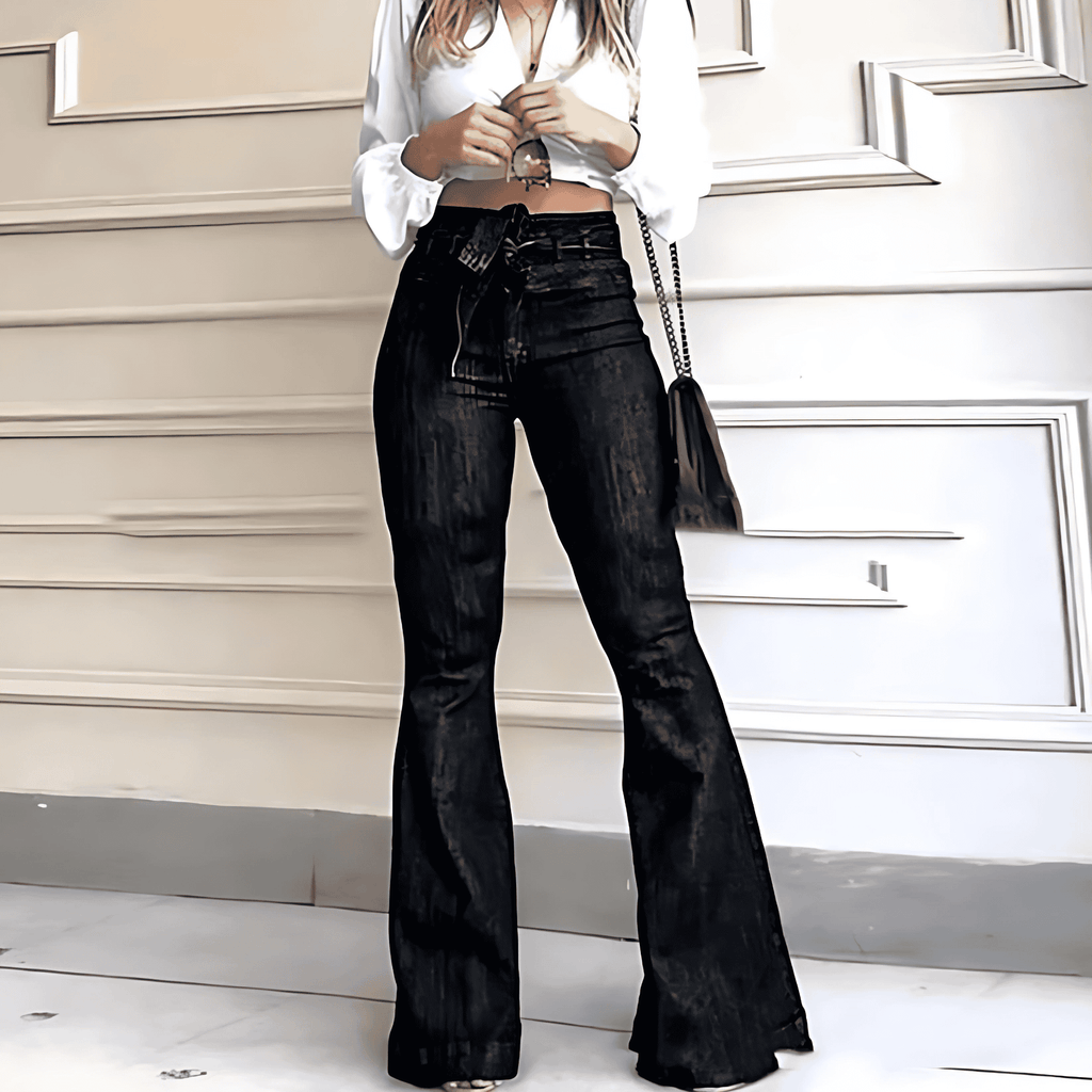 Rosgrove | Women - High Waist Bootcut Jeans With Belt
