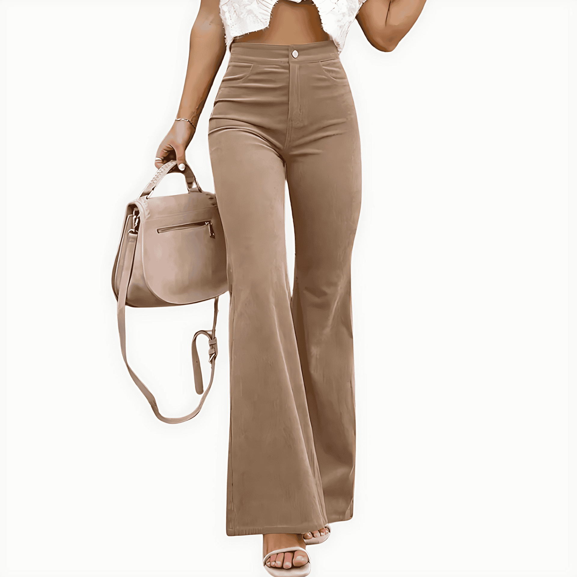 Rosgrove | Women - High Waist Flare Trousers - Corduroy Style