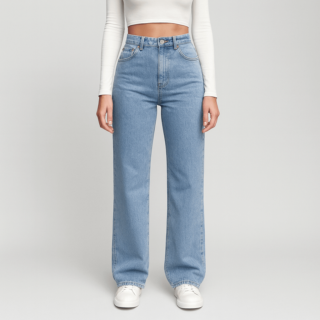Rosgrove | Women - High Waist Straight Leg Jeans - Classic Denim