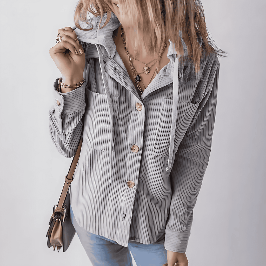 Rosgrove | Women - Hooded Ribbed Shirt Jacket - Casual Style