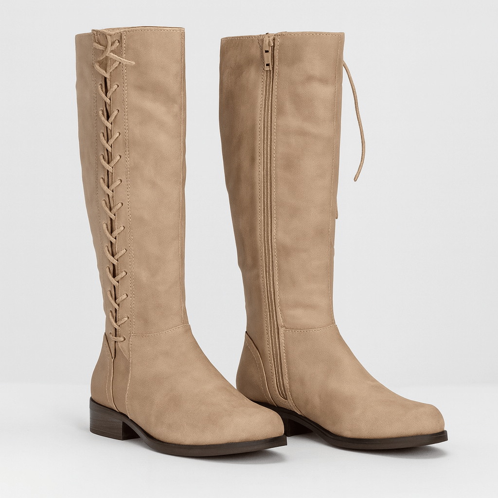 Rosgrove | Women - Knee-High Lace-Up Boots - Flat Design