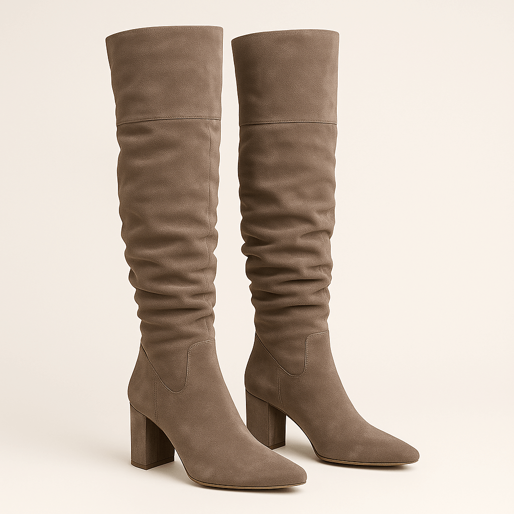 Rosgrove | Women - Knee-High Slouch Boots - High Block Heel