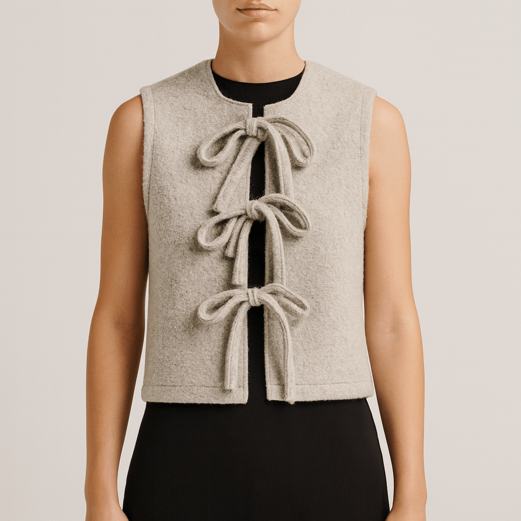 Rosgrove | Women - Knit Wool Vest - Tie Front Detail