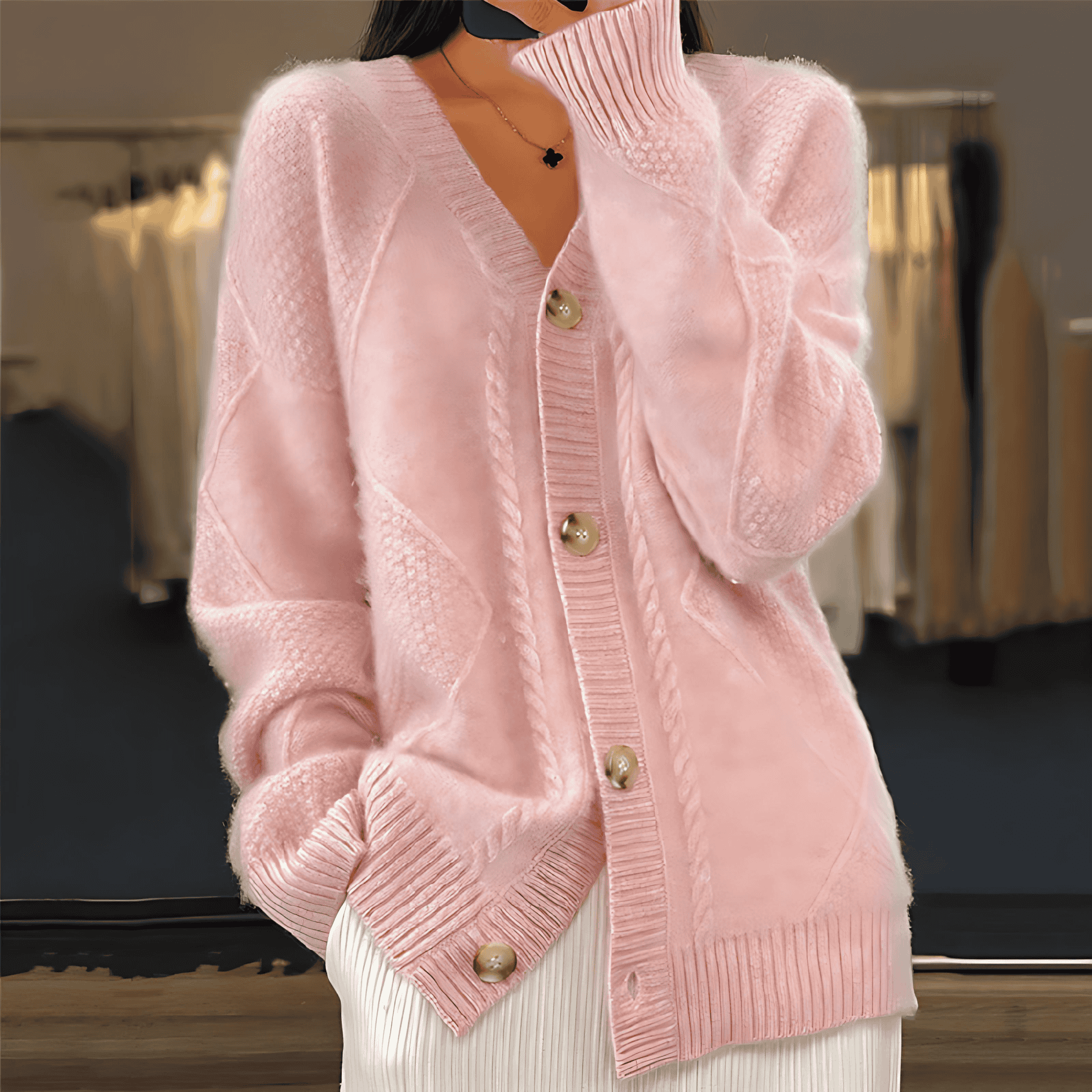 Rosgrove | Women - Knitted Long Sleeve Cardigan - Button Front