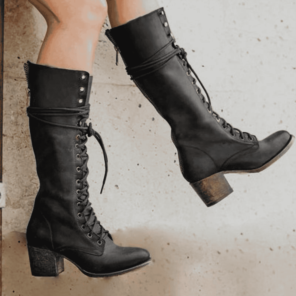 Rosgrove | Women - Lace-Up Knee-High Block Heel Boots