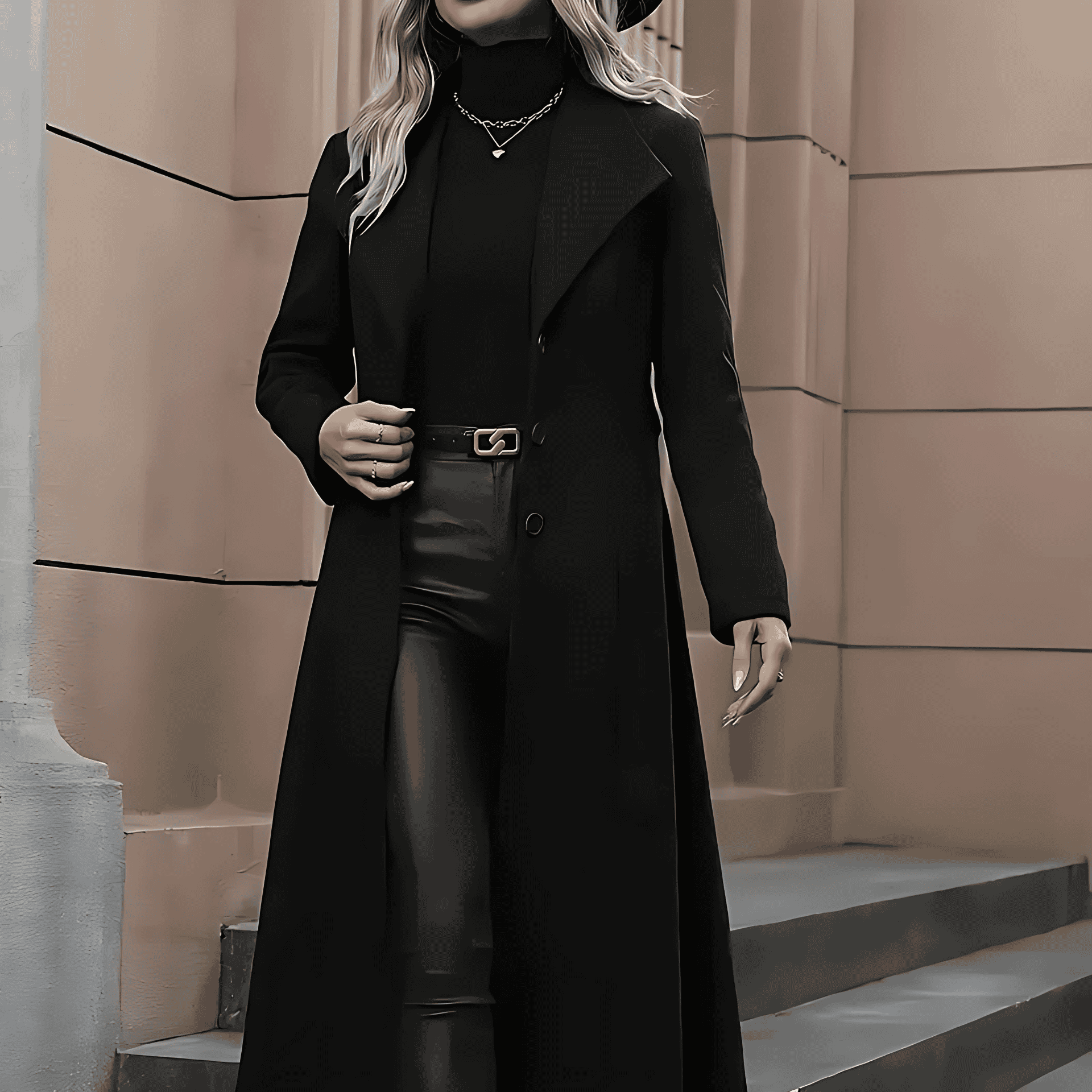 Rosgrove | Women - Long Belted Trench Coat - Tailored Fit
