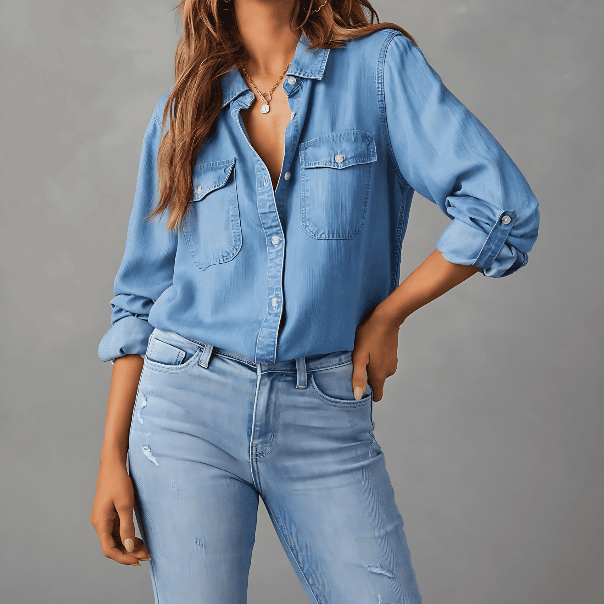 Rosgrove | Women - Long Sleeve Denim Shirt - Relaxed Fit