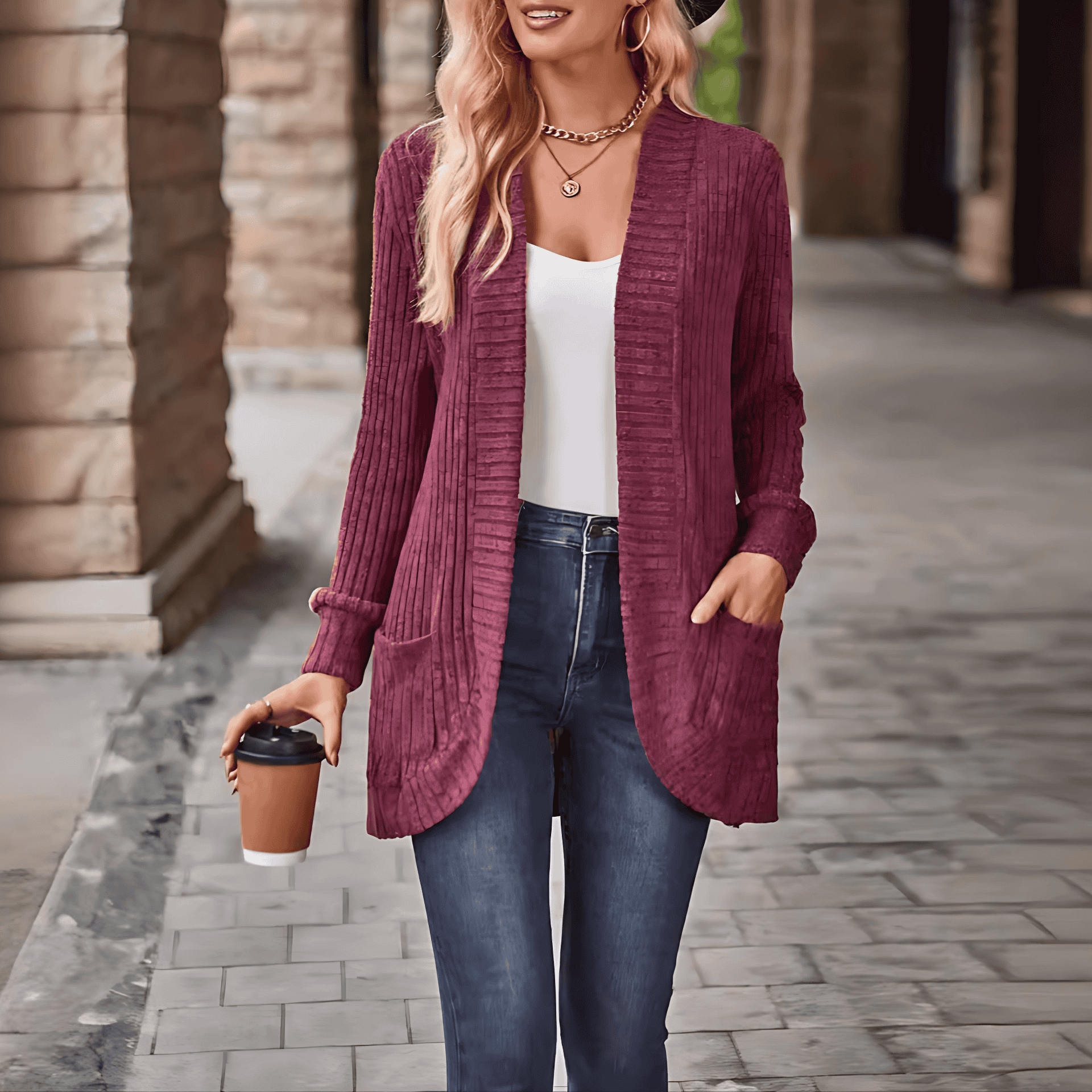 Rosgrove | Women - Long Sleeve Luxurious Cardigan - Soft Knit