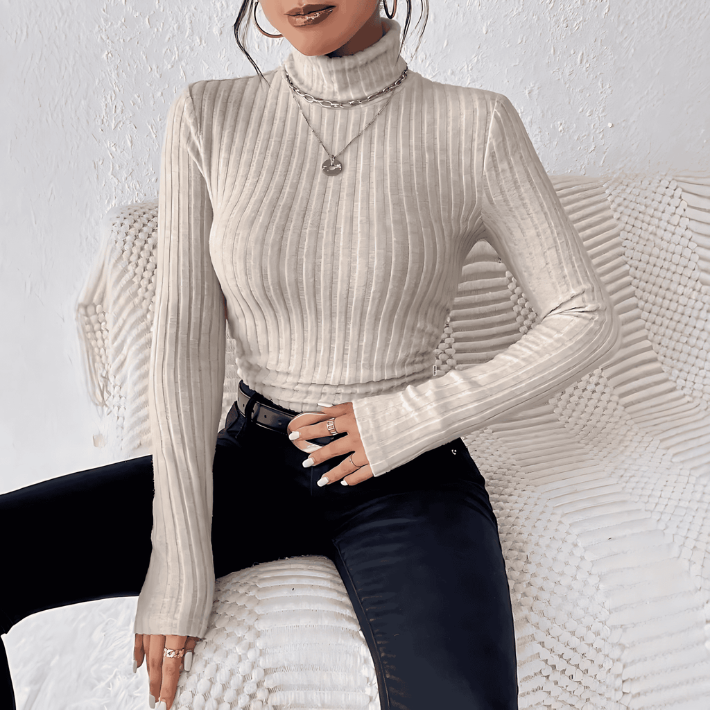 Rosgrove | Women - Long Sleeve Turtleneck Jumper - Fine Rib Knit Design