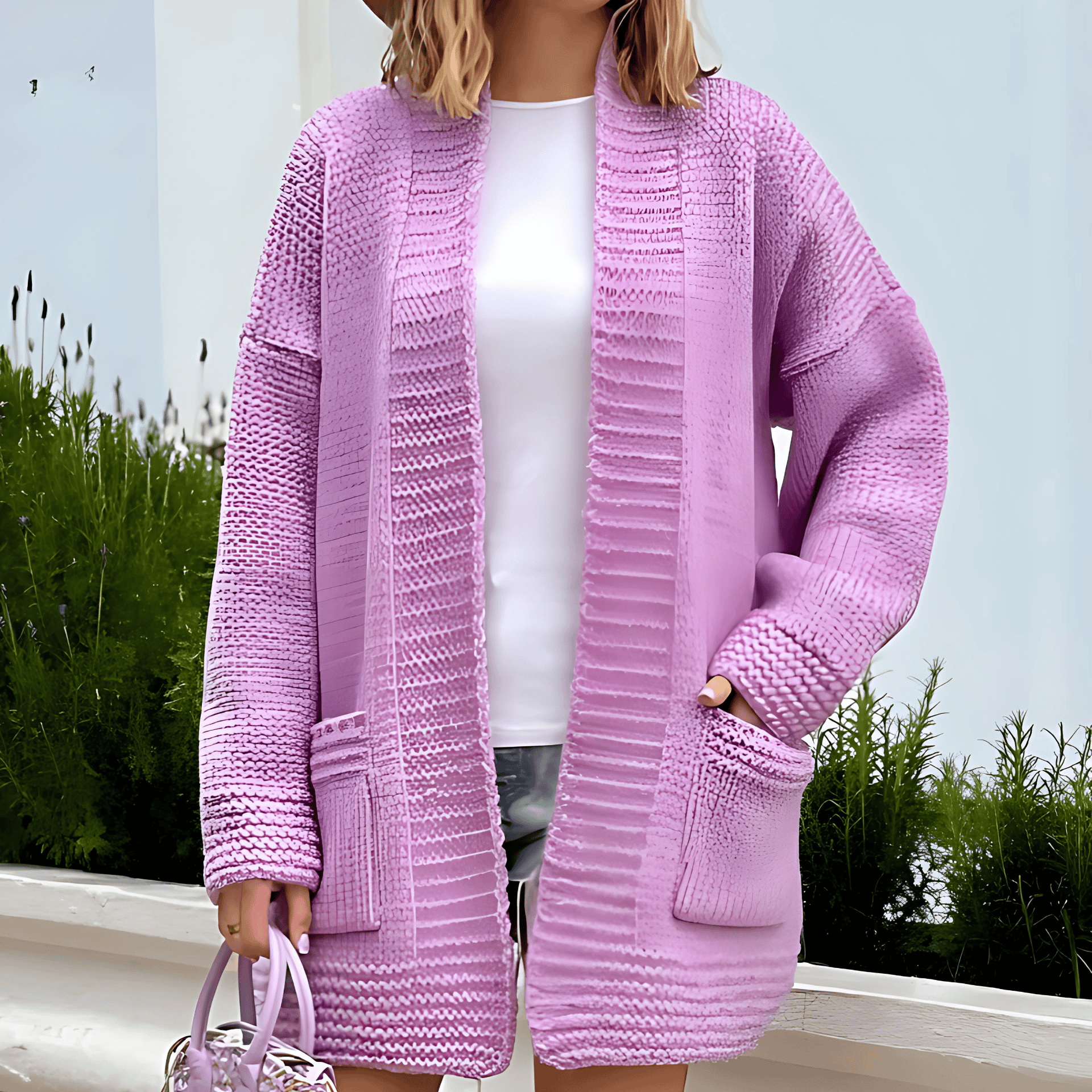Rosgrove | Women - Longline Ribbed Knit Cardigan - Oversized Style