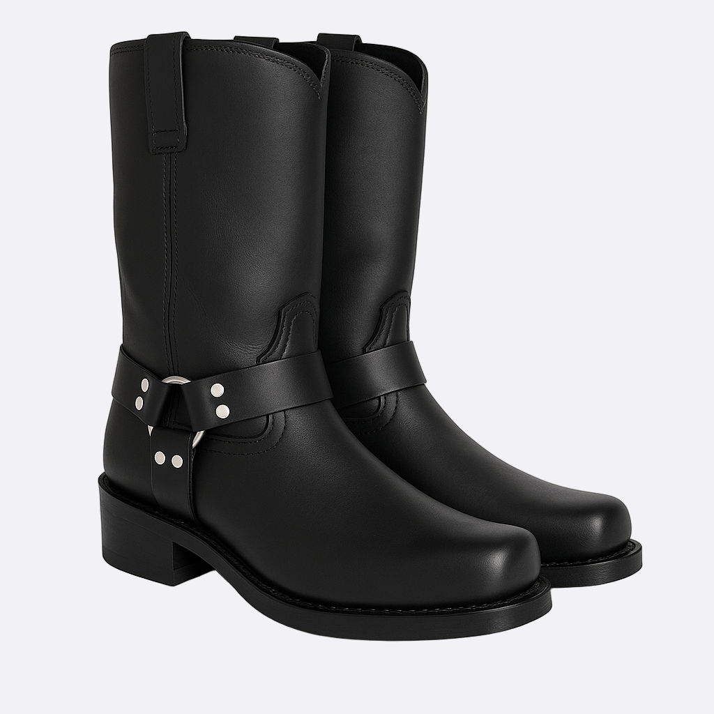 Rosgrove | Women - Mid-Calf Harness Boots - Buckle Accent