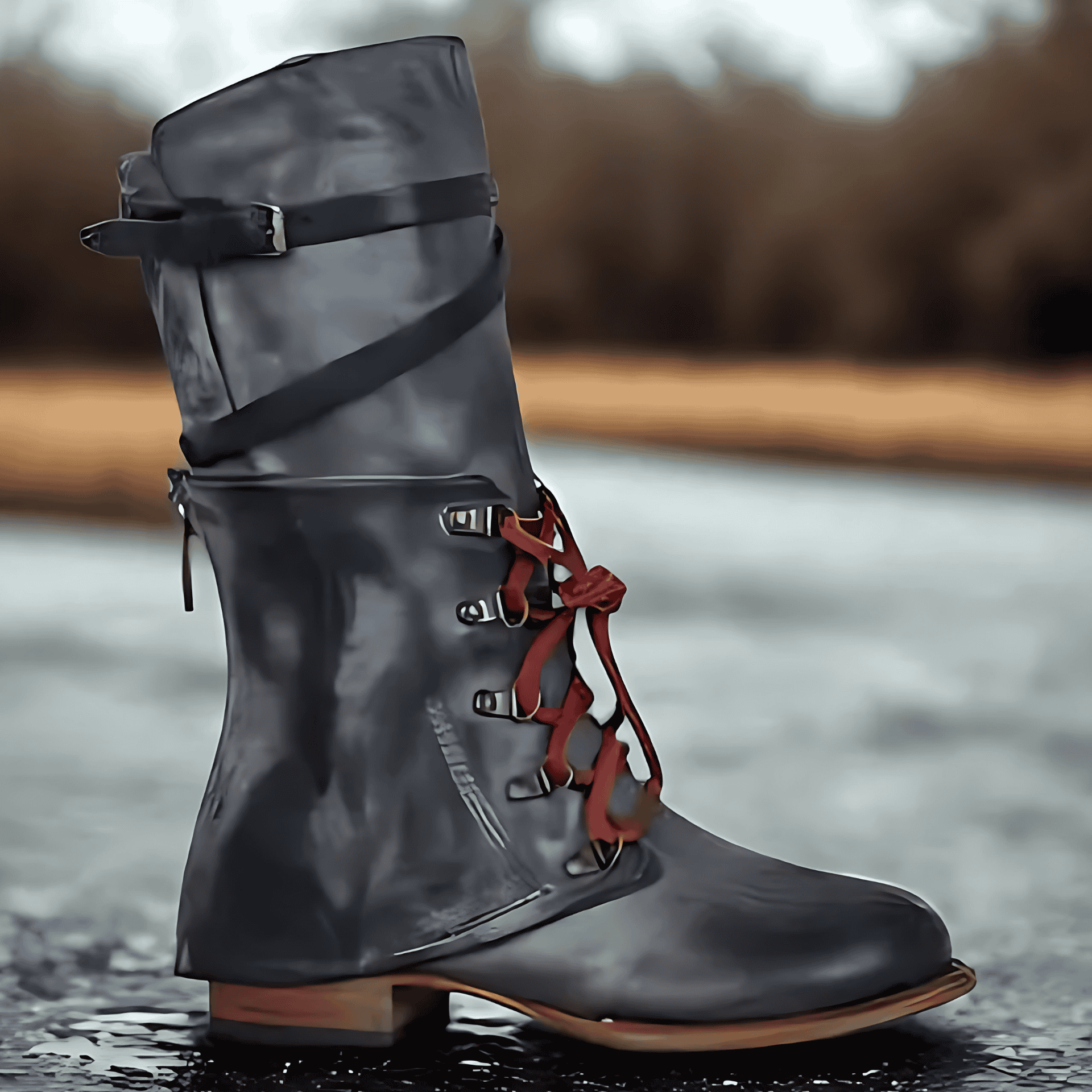 Rosgrove | Women - Mid-Calf Lace-Up Boots - Buckle Strap