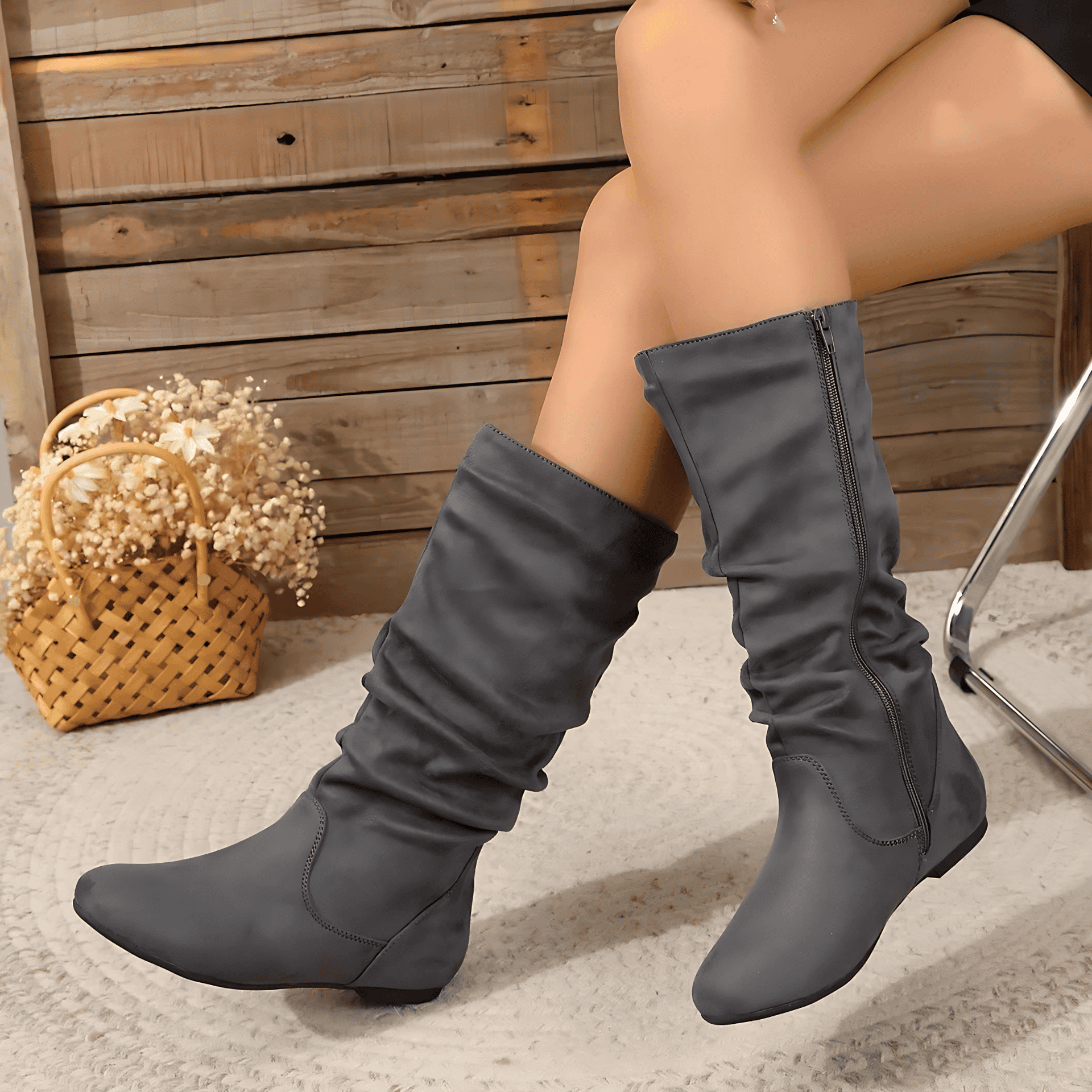 Rosgrove | Women - Mid-Calf Slouch Boots - Flat Sole