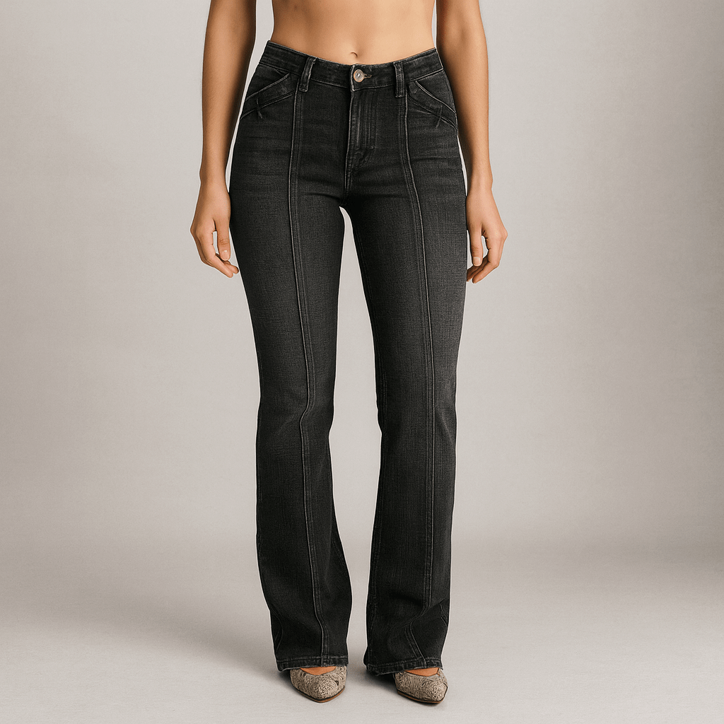 Rosgrove | Women - Mid-Rise Flared Jeans - Front Seam Detail