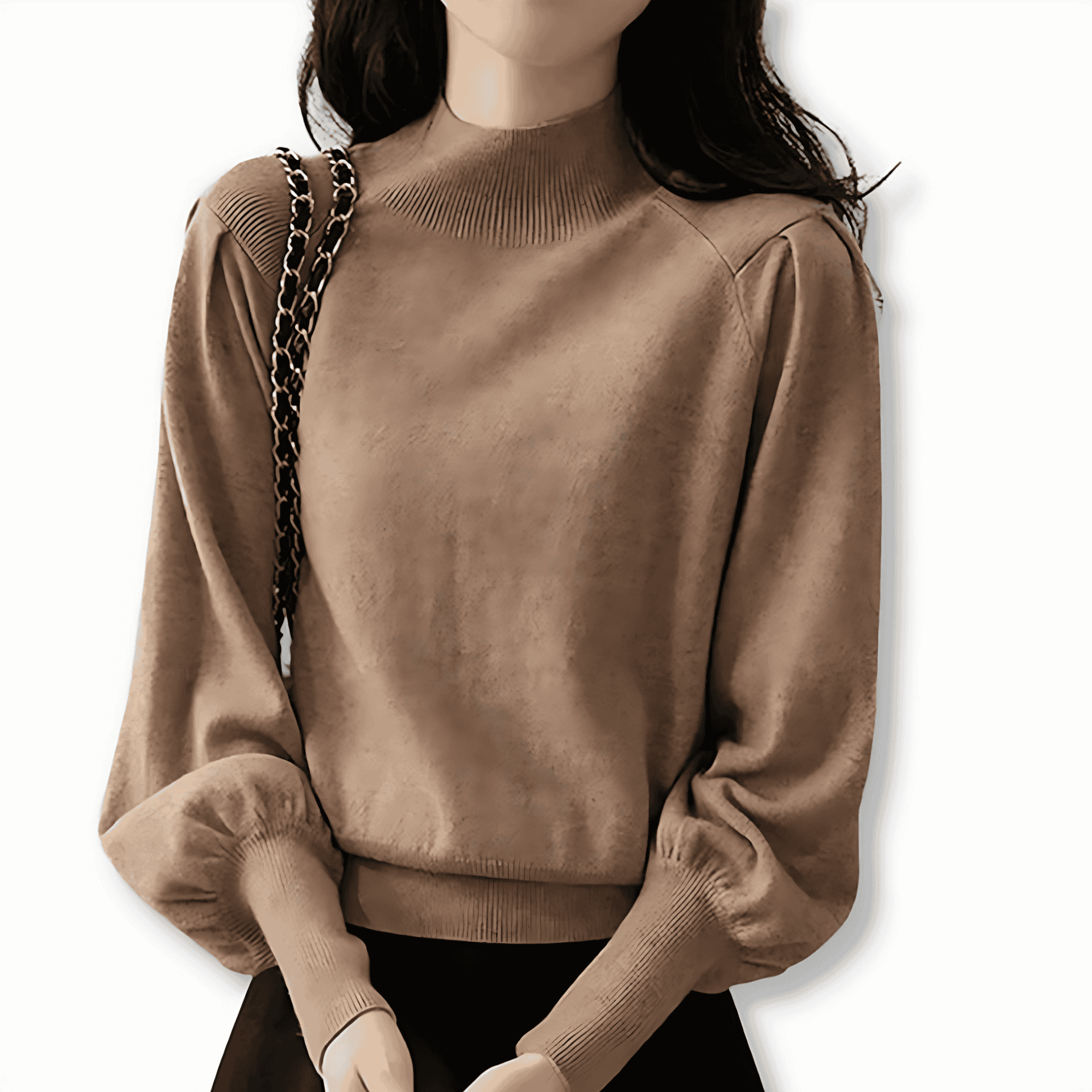 Rosgrove | Women - Mock Neck Balloon Sleeve Jumper - Wool Blend