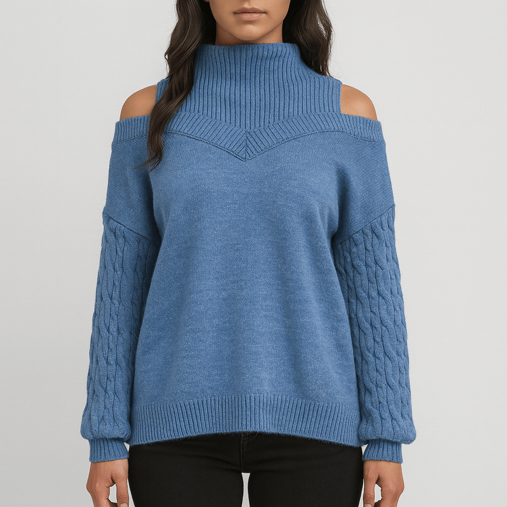 Rosgrove | Women - Off-Shoulder Cable Knit Jumper - Relaxed Fit