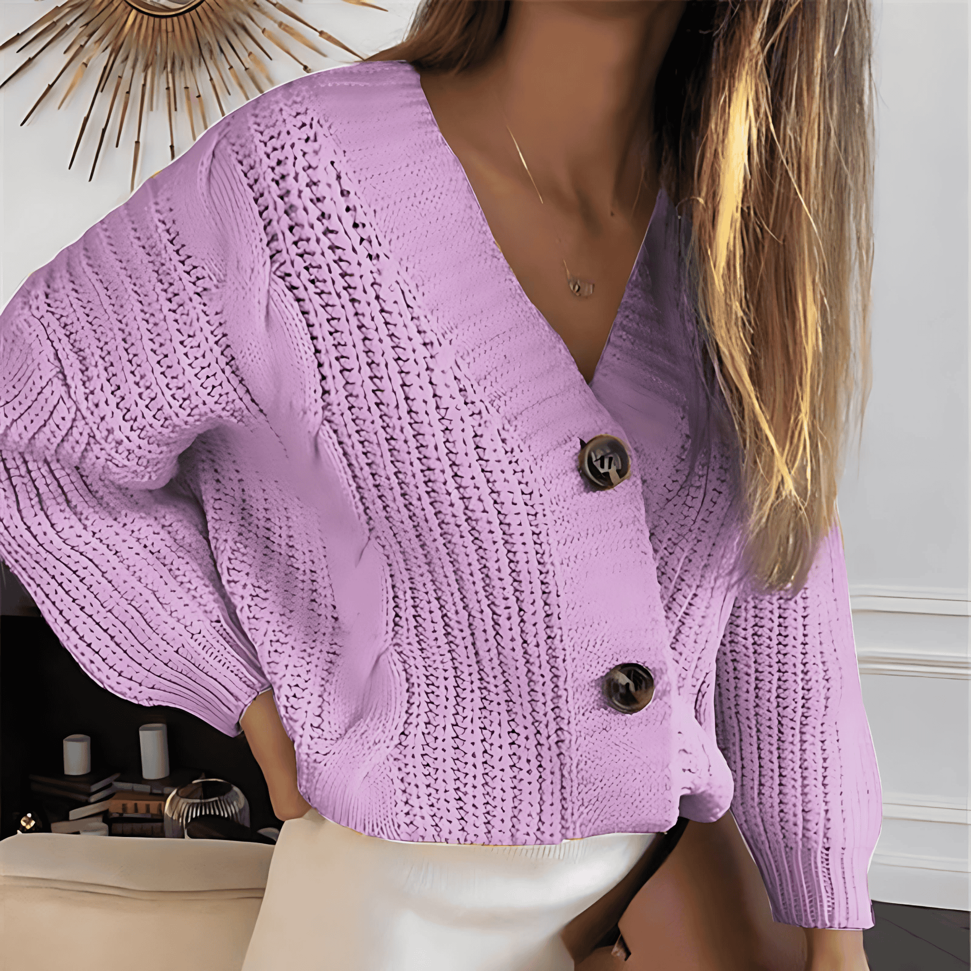 Rosgrove | Women - Oversized Cardigan - Decorative Buttons