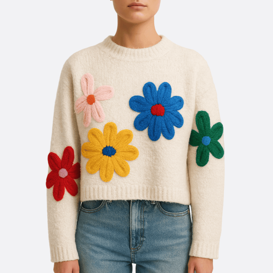Rosgrove | Women - Oversized Chunky Floral Jumper - Knitted Style