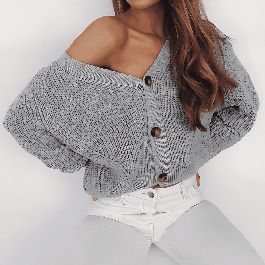 Rosgrove | Women - Oversized Deep V-Neck Cardigan with Buttons