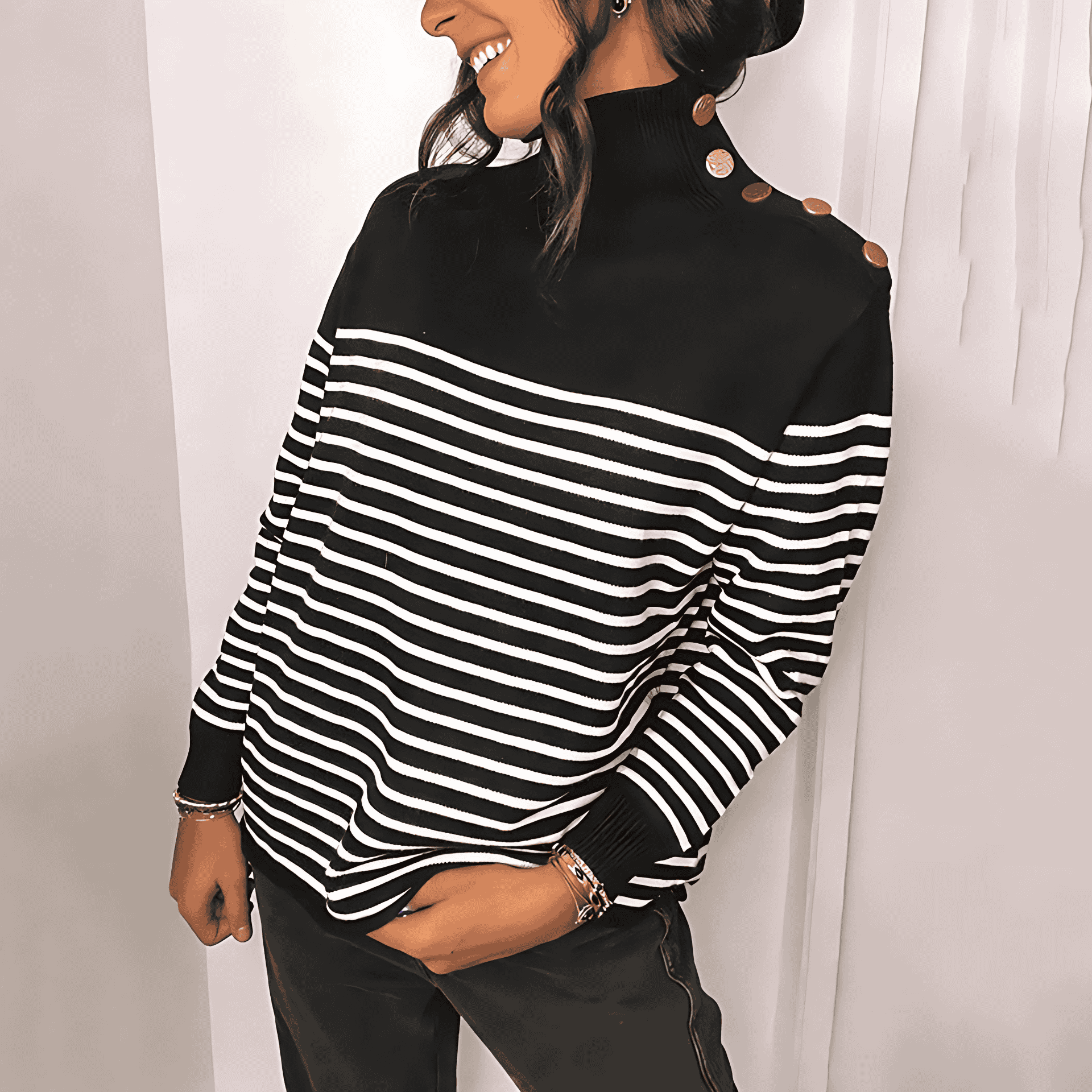 Rosgrove | Women - Oversized Knitted Jumper - Stand-Up Collar