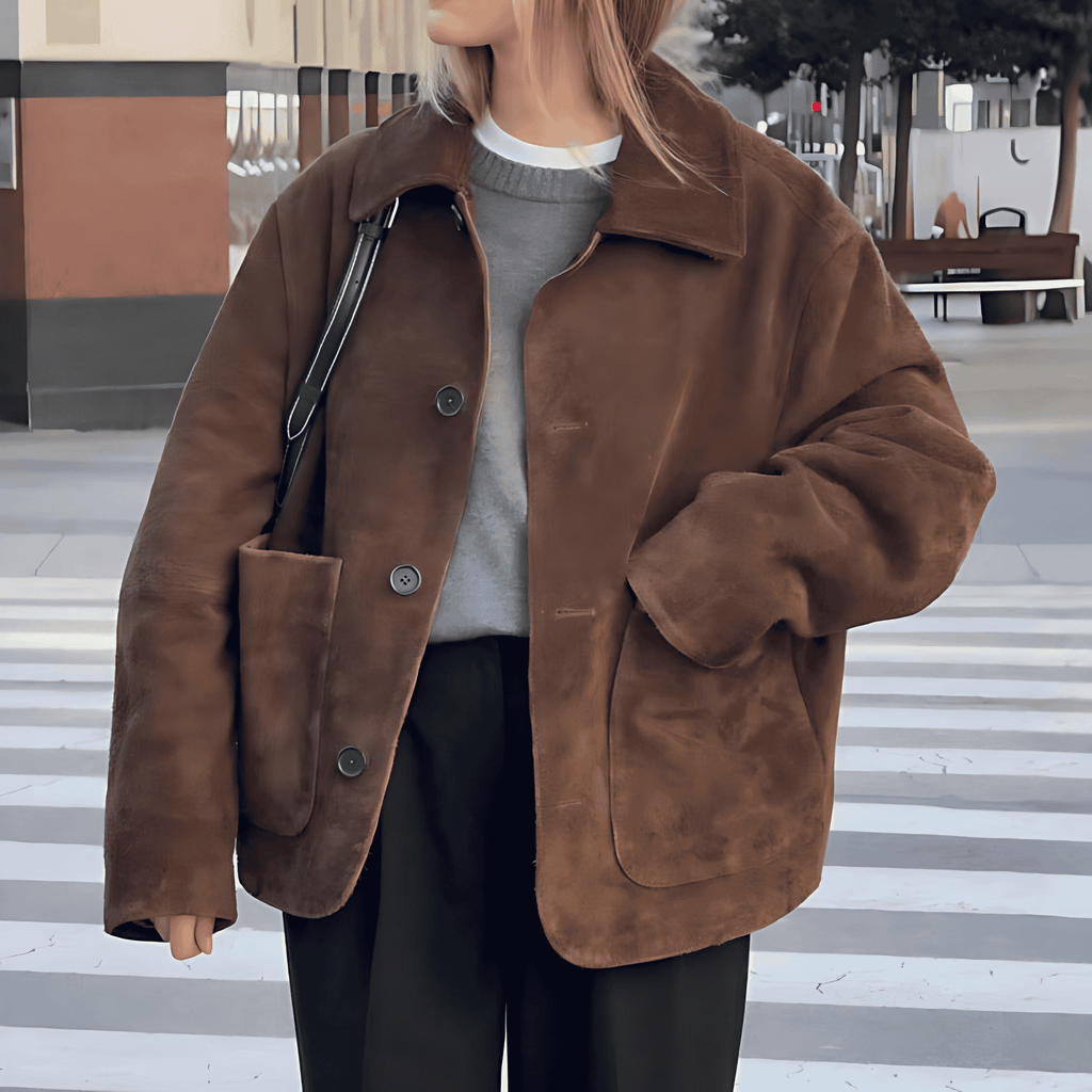 Rosgrove | Women - Oversized Teddy Jacket - Button Closure