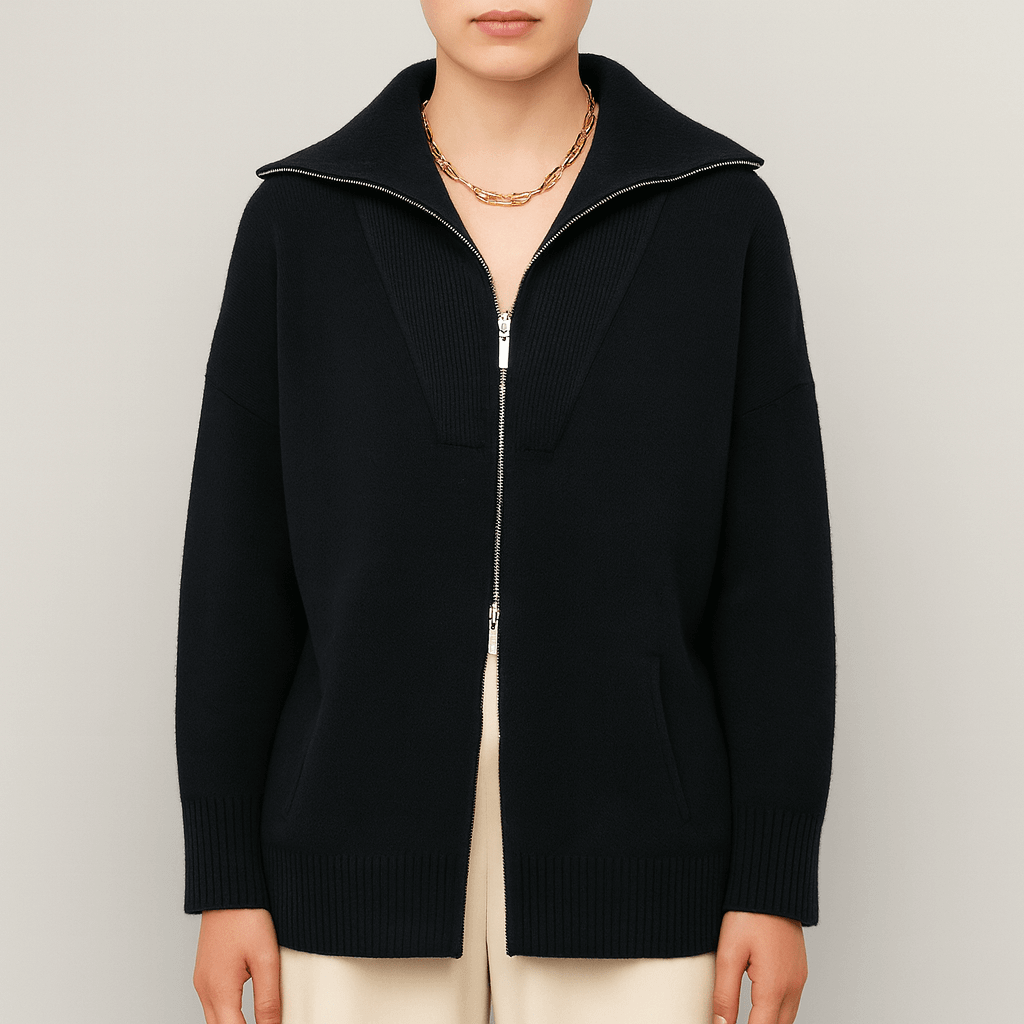 Rosgrove | Women - Oversized Wool Knit Cardigan - Zip Front