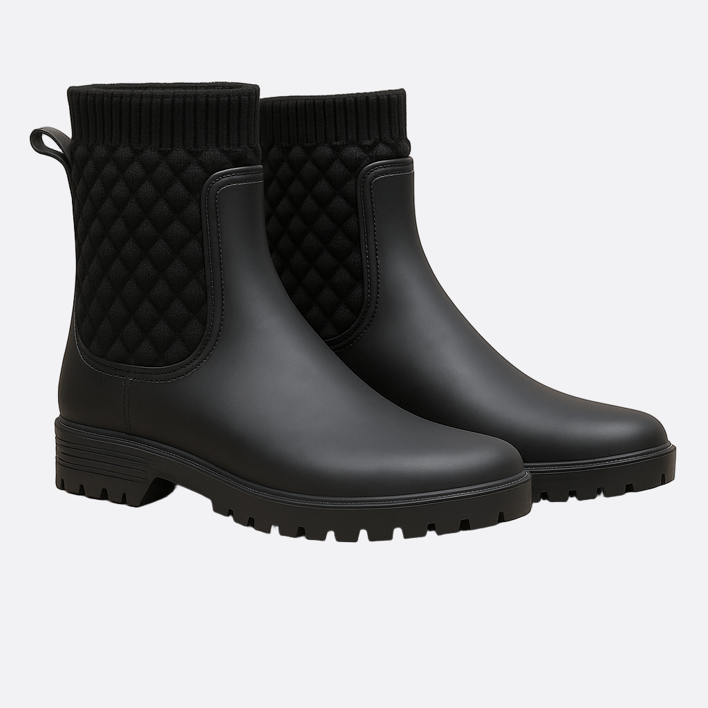 Rosgrove | Women - Quilted Knit Ankle Rain Boots - Slip-On Style